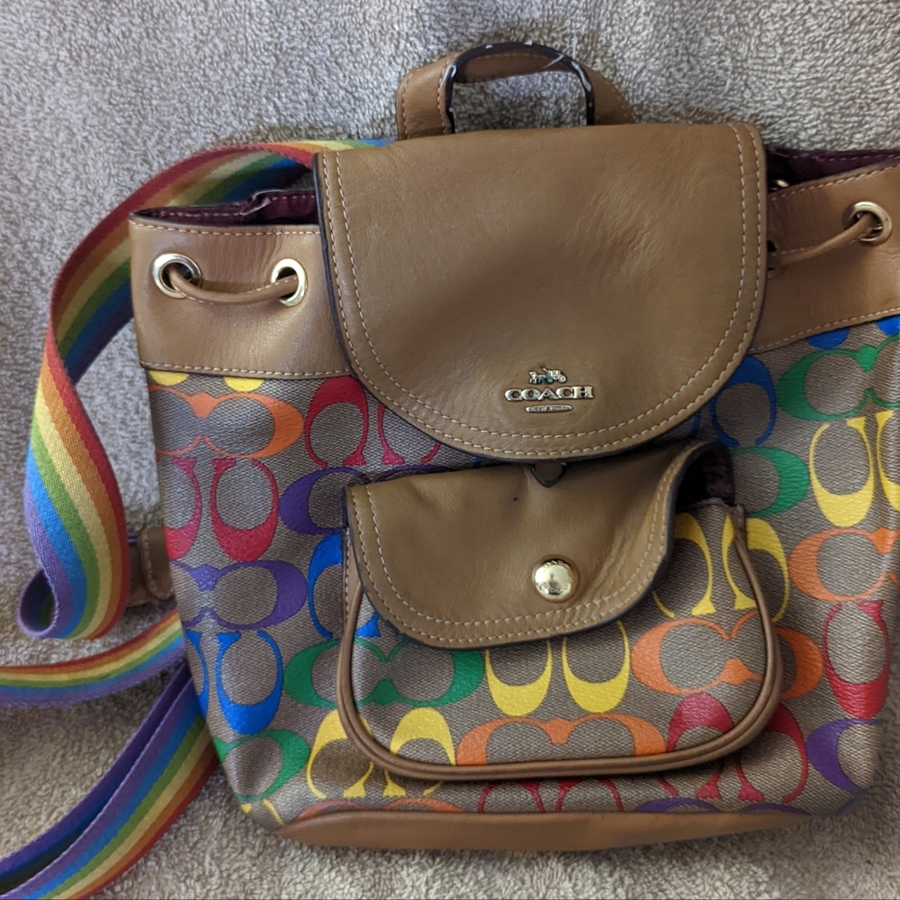 Coach multi colored backpack purse